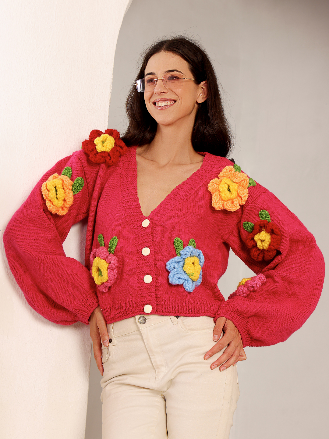 Velvery Floral Cardigan - Pink