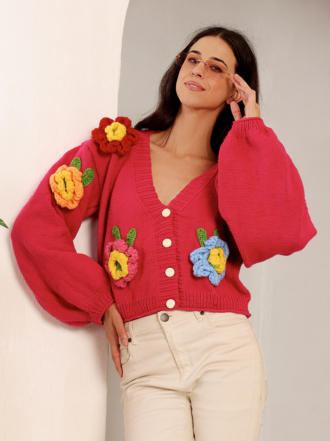 Velvery Floral Cardigan - Pink