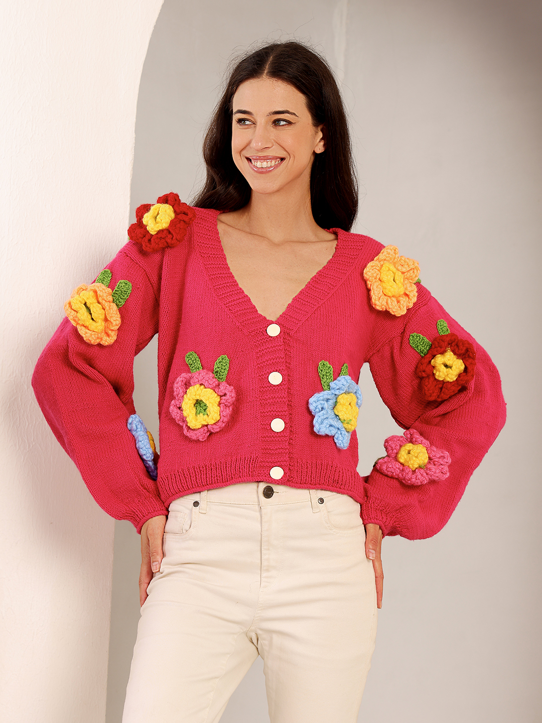 Velvery Floral Cardigan - Pink