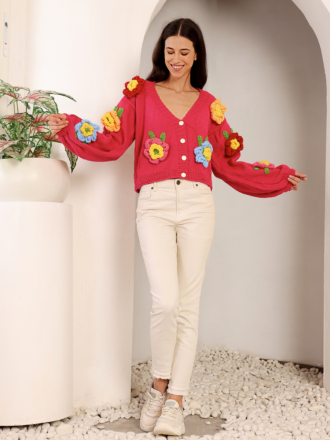 Velvery Floral Cardigan - Pink