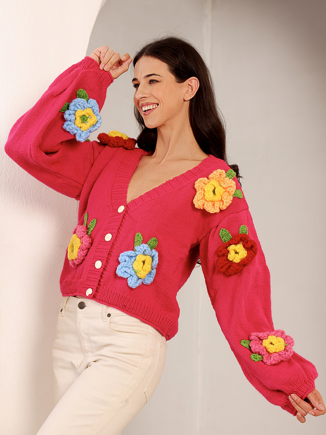 Velvery Floral Cardigan - Pink