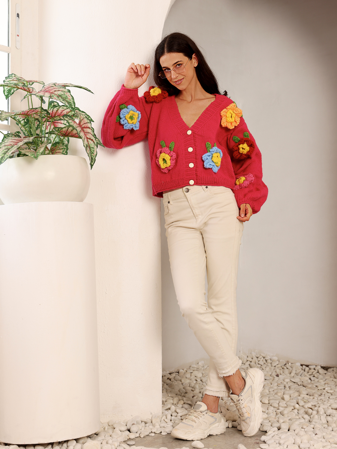 Velvery Floral Cardigan - Pink