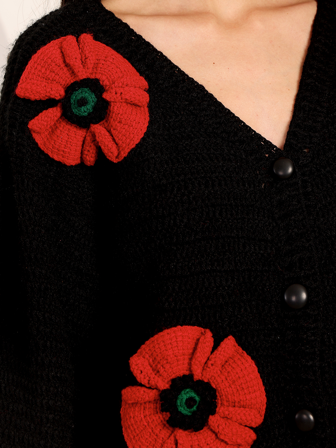 Velvery Floral Cardigan - Black