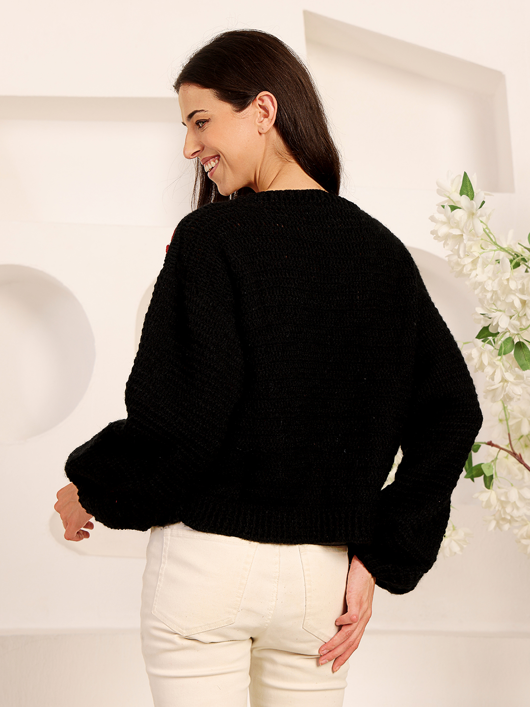 Velvery Floral Cardigan - Black
