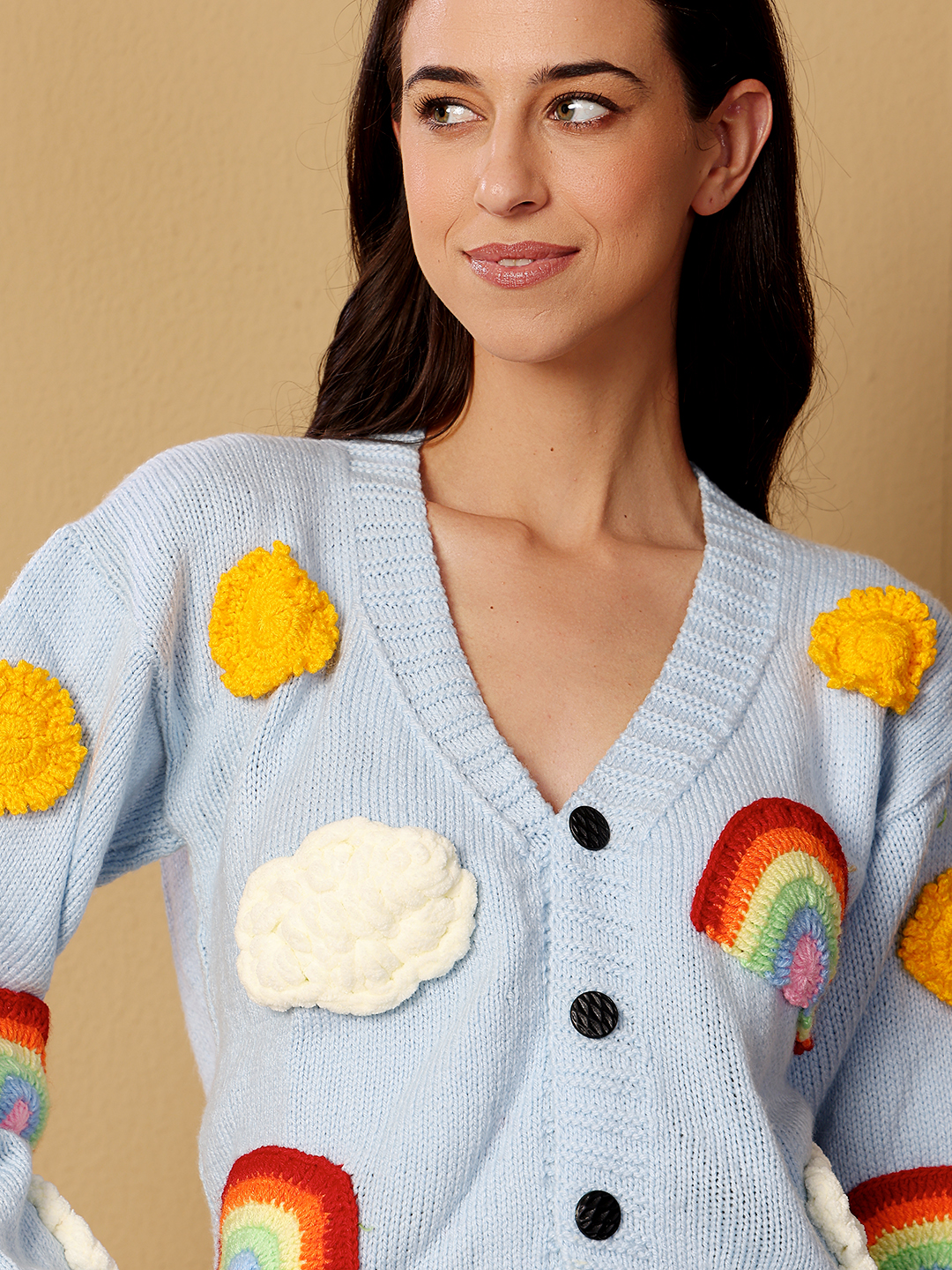Velvery Applique Cardigan - Sky Blue