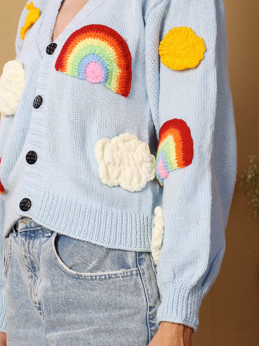 Velvery Applique Cardigan - Sky Blue