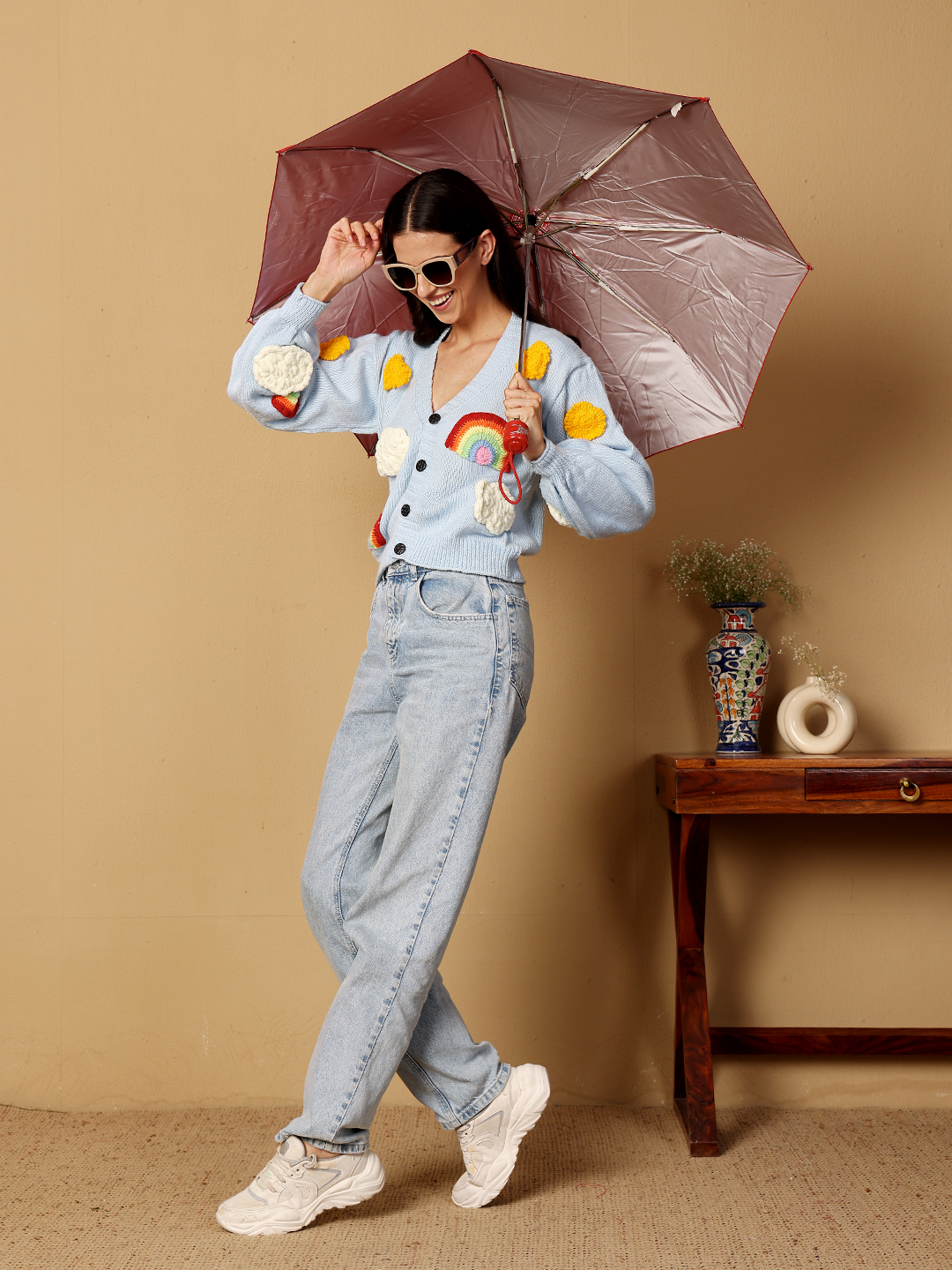 Velvery Applique Cardigan - Sky Blue