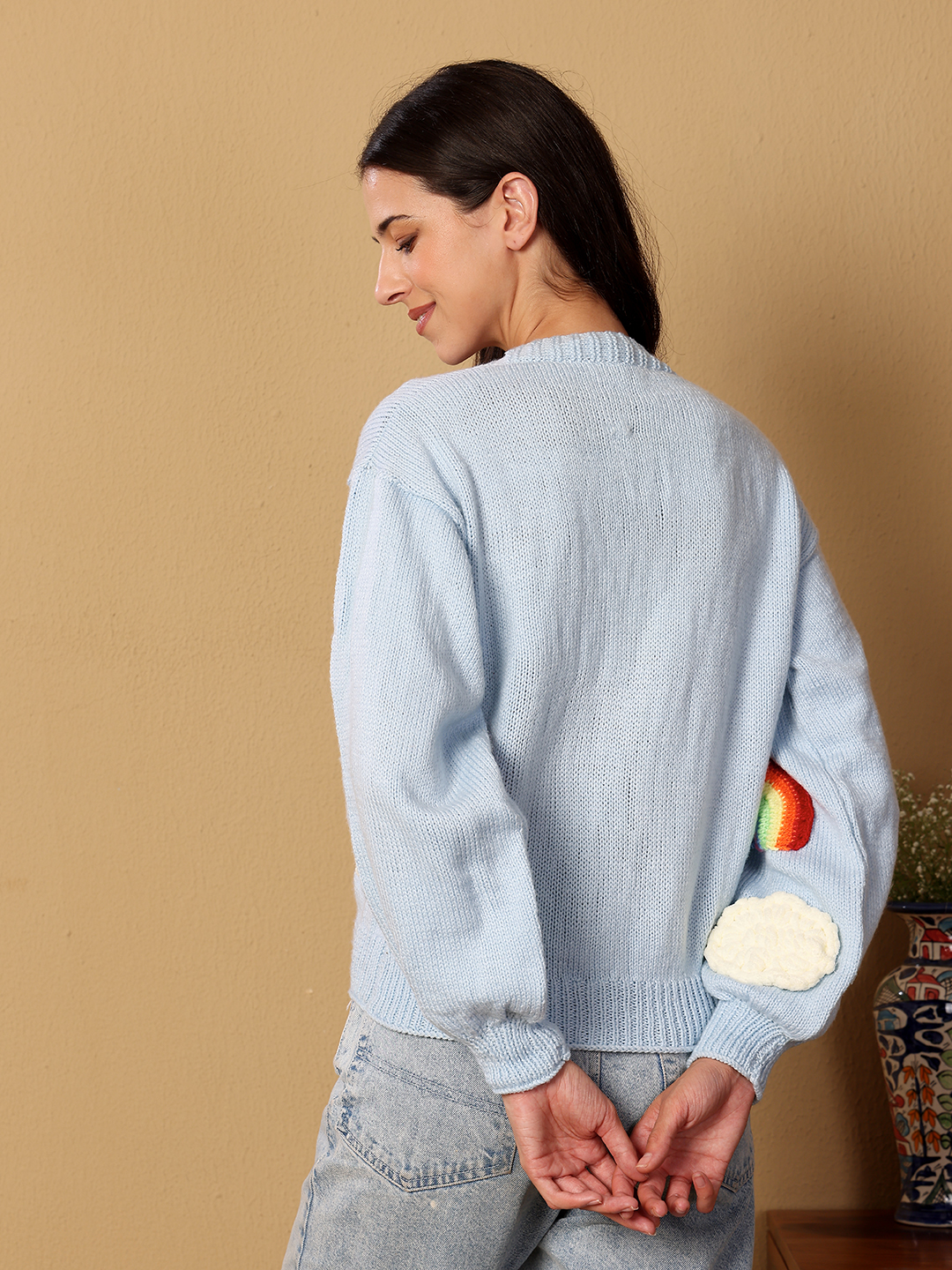 Velvery Applique Cardigan - Sky Blue