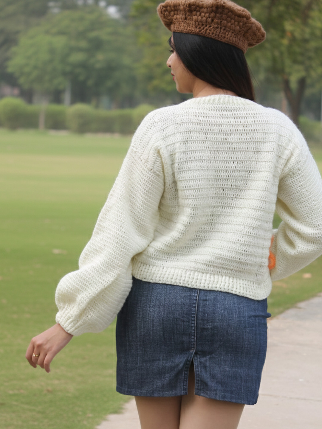 Velvery Crochet Colorful Bow Cardigan - Cream