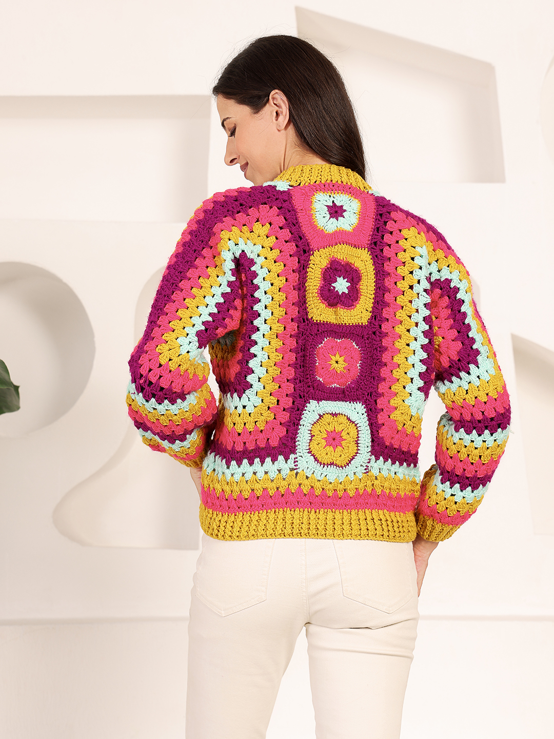 Velvery Self Design Front Openable Cardigan - Multicolor