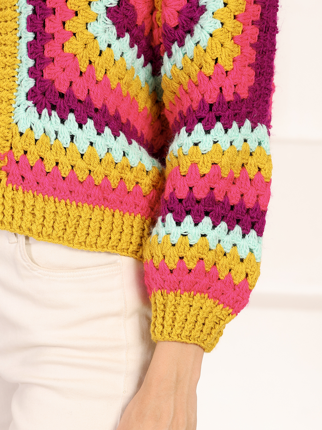 Velvery Self Design Front Openable Cardigan - Multicolor