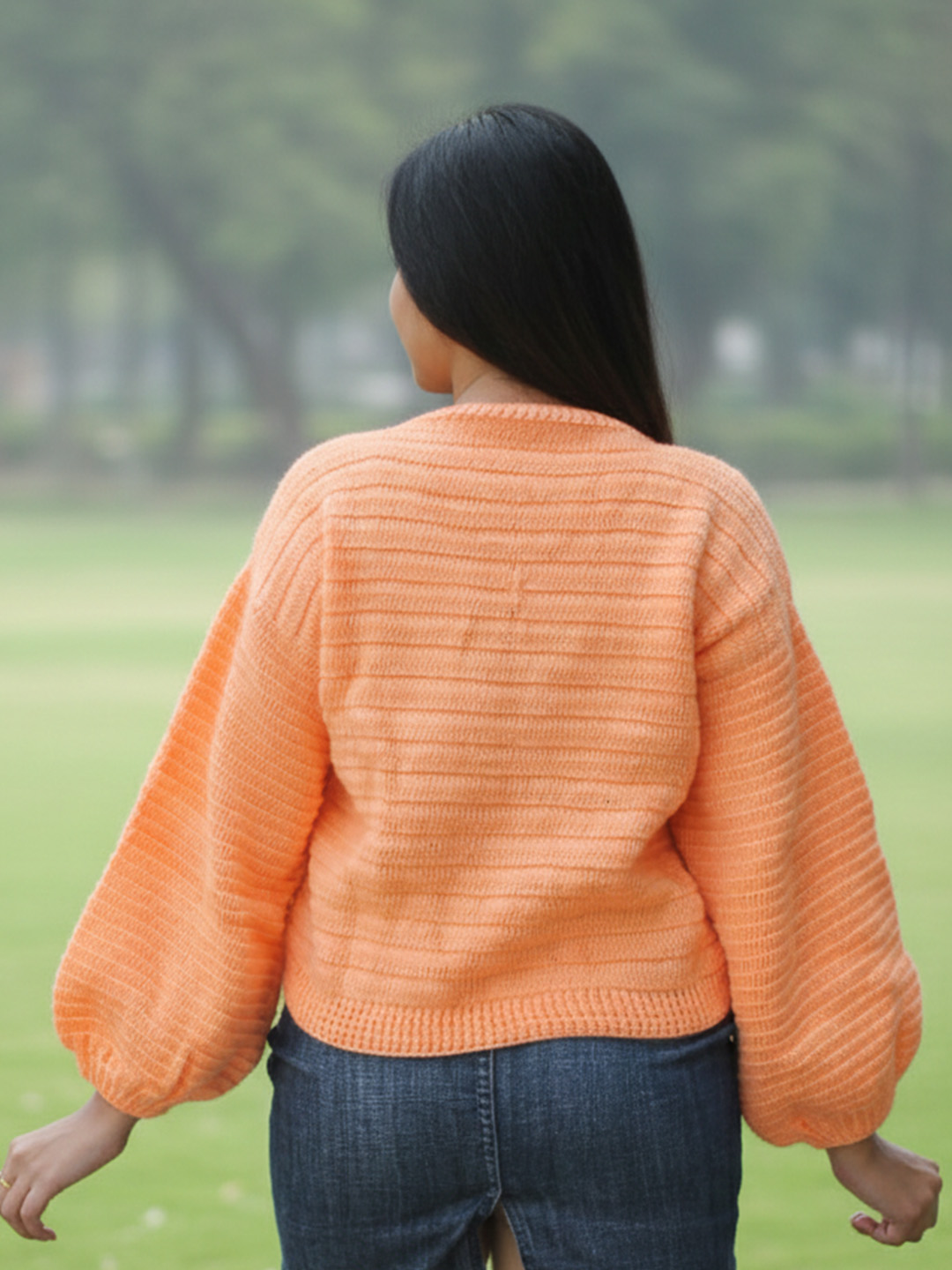 Velvery Bow Applique V Neck Cardigan - Peach