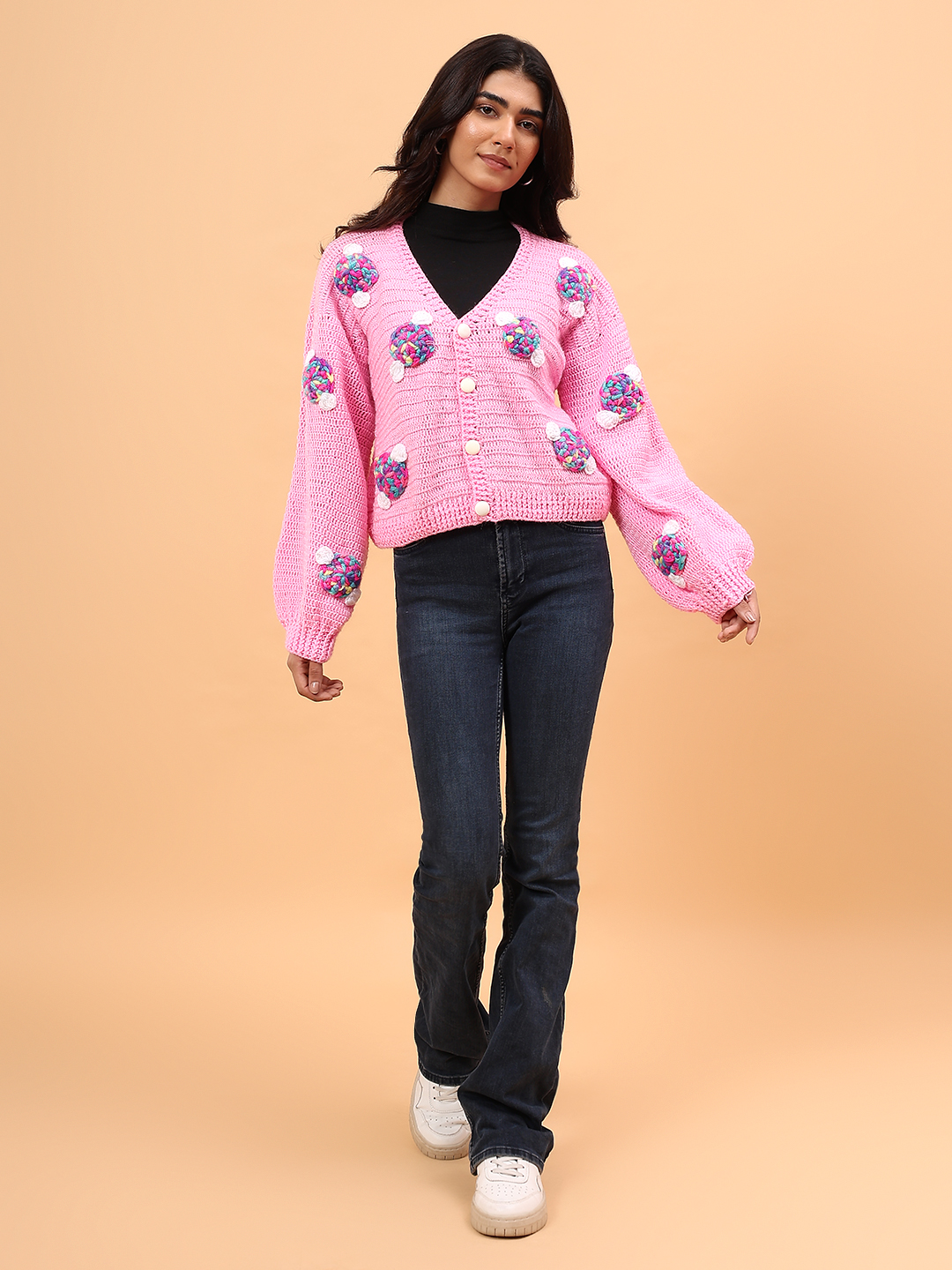 Velvery Candy Applique Cardigan - Pink