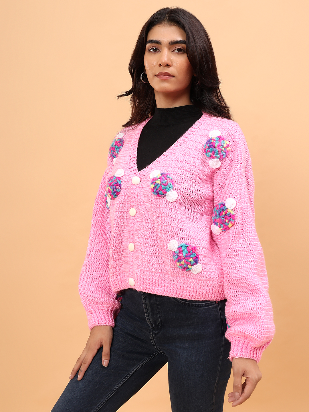 Velvery Candy Applique Cardigan - Pink