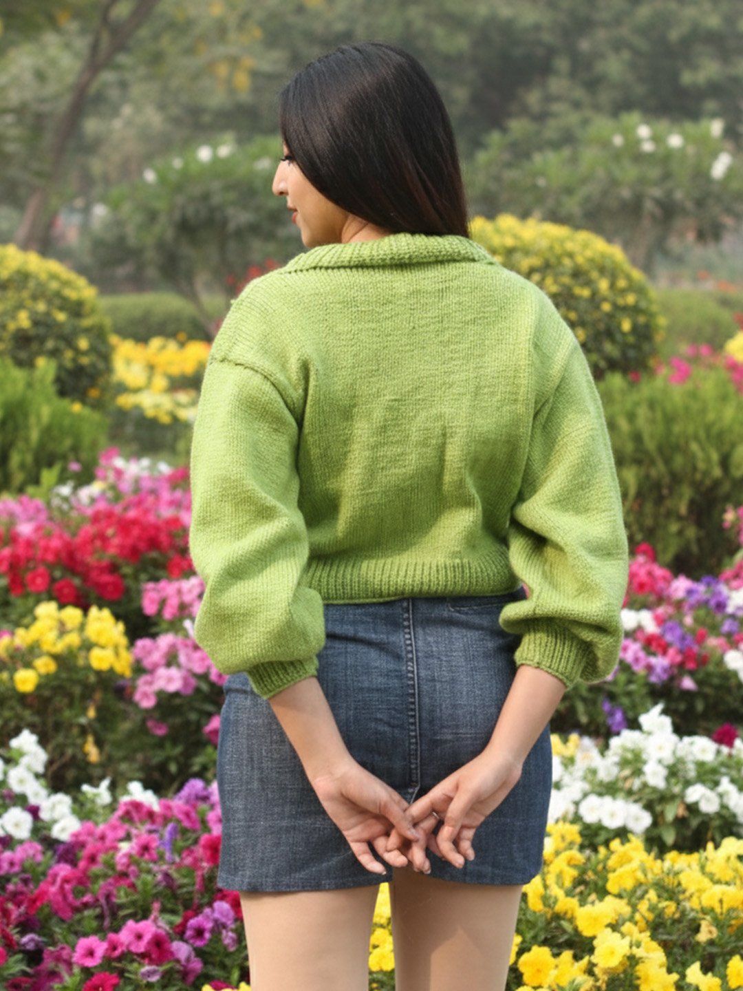 Velvery Appliques Cardigan - Green