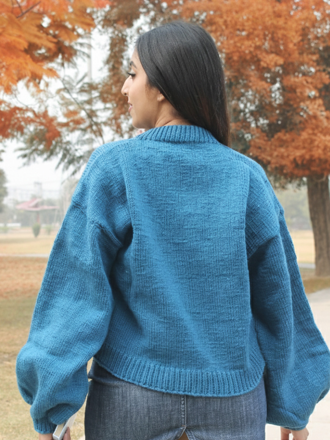 Velvery Floral Embroidered Pullover - Blue