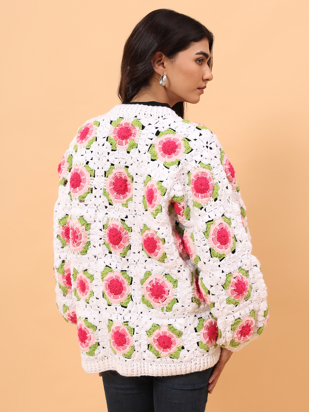 Velvery Rose Floral Sweater - White