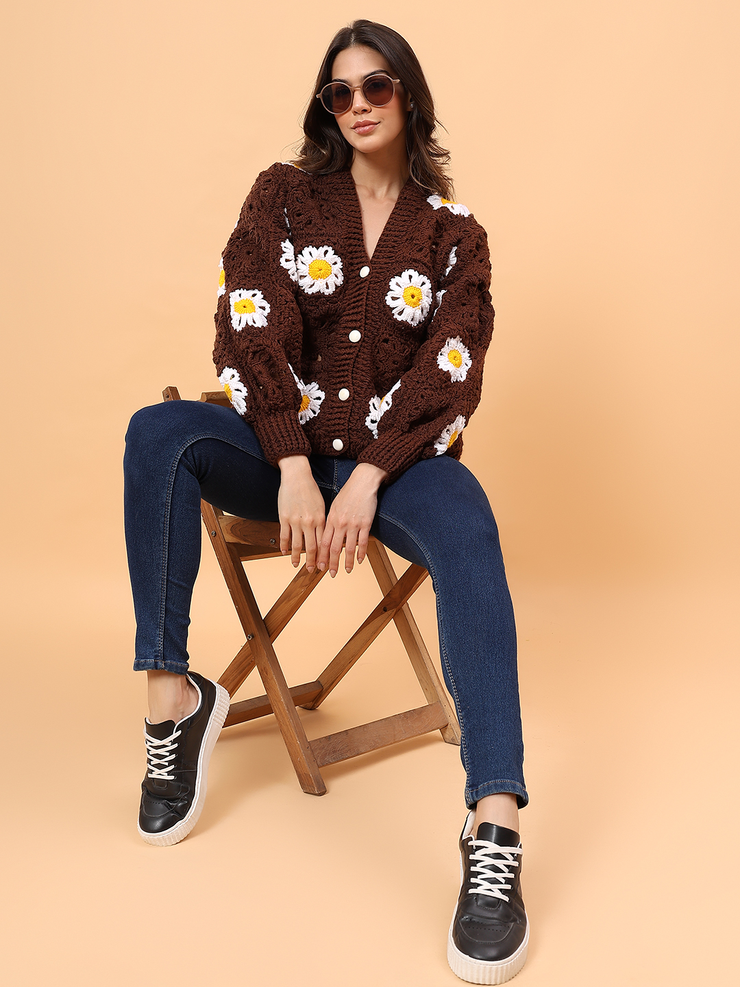 Velvery Floral Sweater - Brown