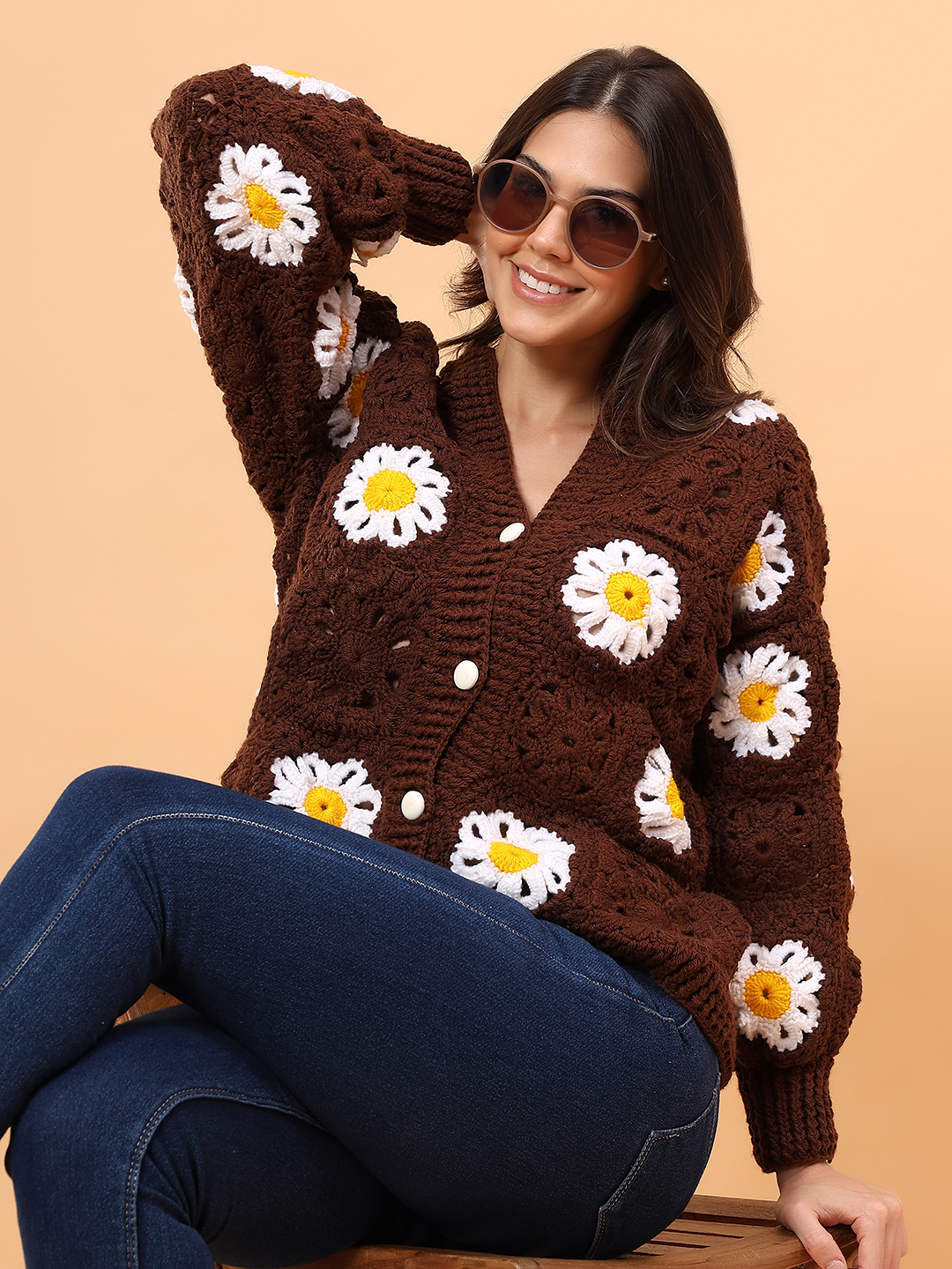 Velvery Floral Sweater - Brown