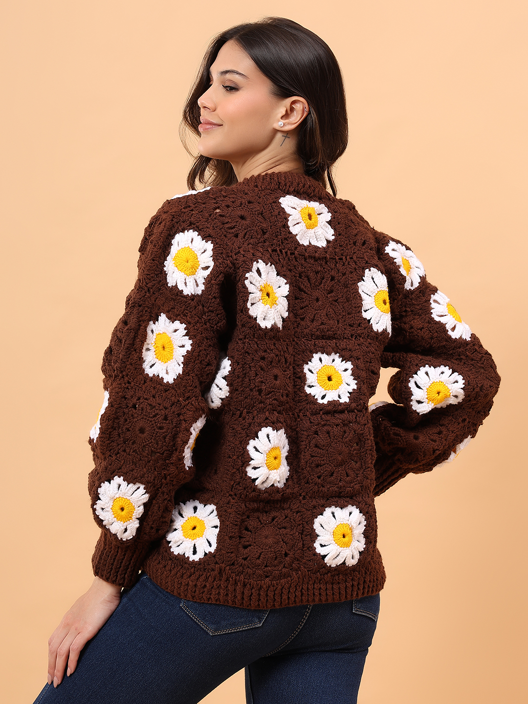 Velvery Floral Sweater - Brown