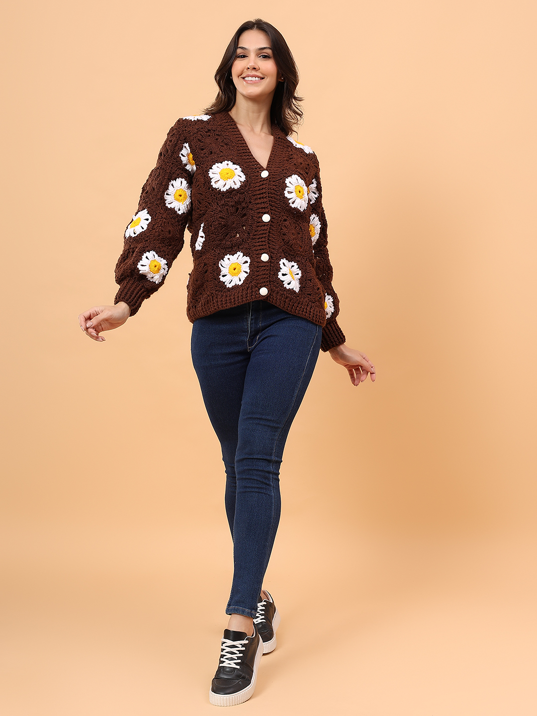 Velvery Floral Sweater - Brown