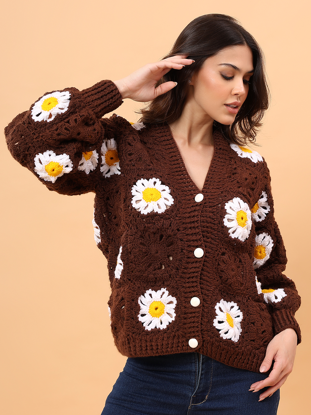 Velvery Floral Sweater - Brown