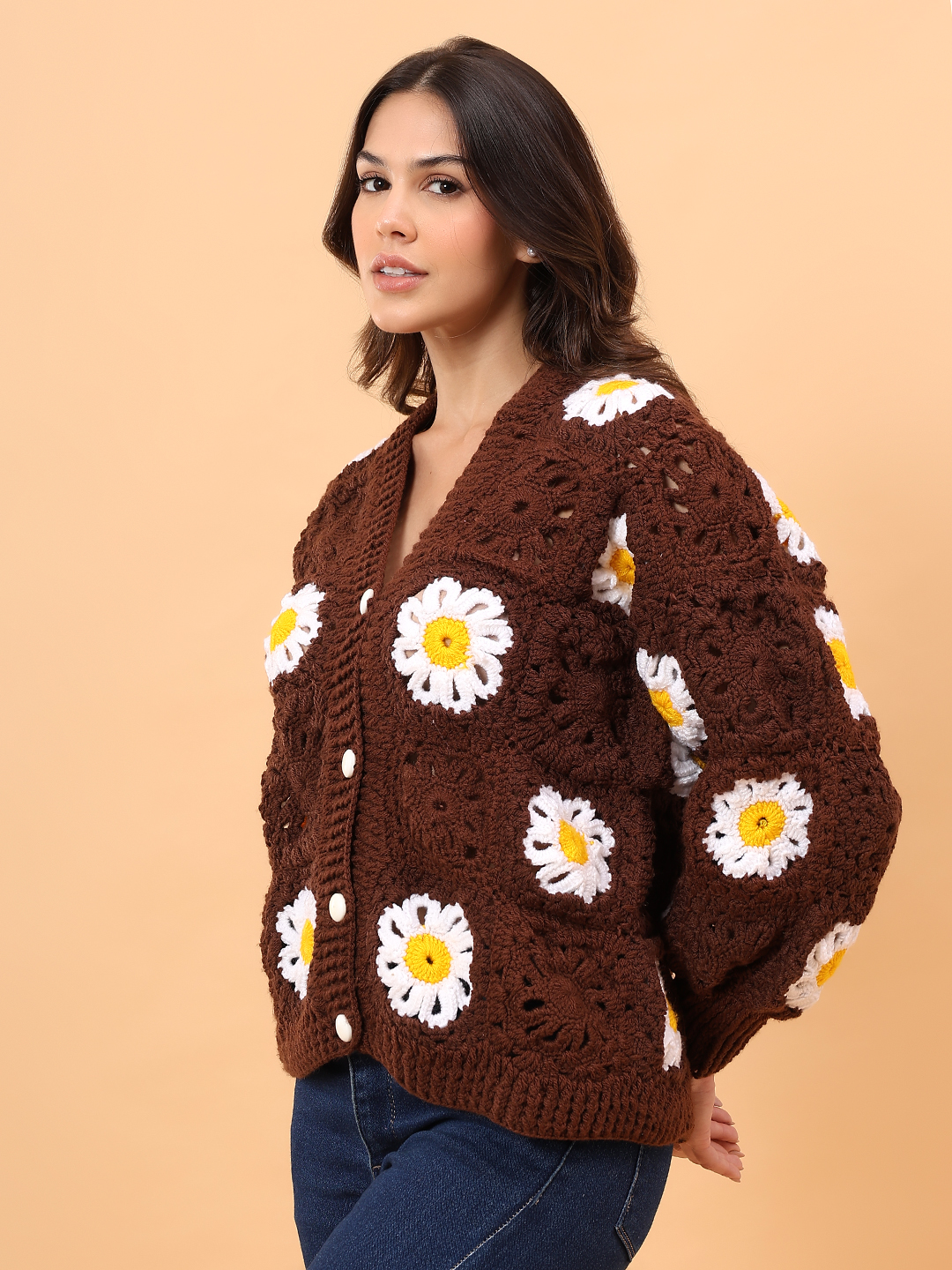Velvery Floral Sweater - Brown
