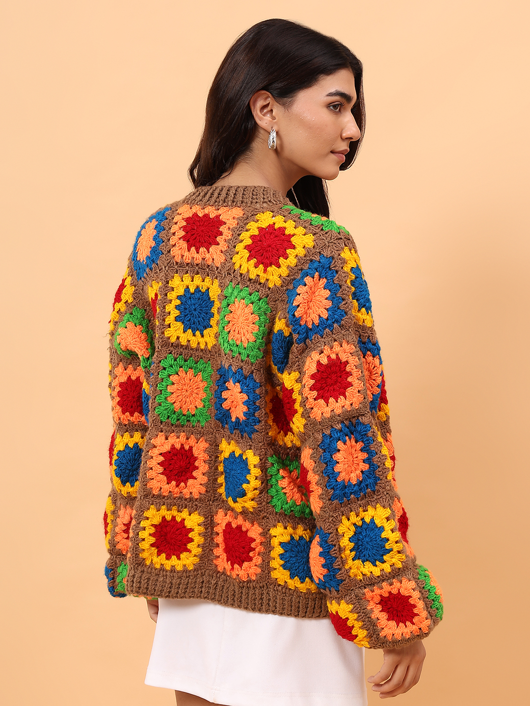 Colorful Granny Square Cardigan - Multicolor