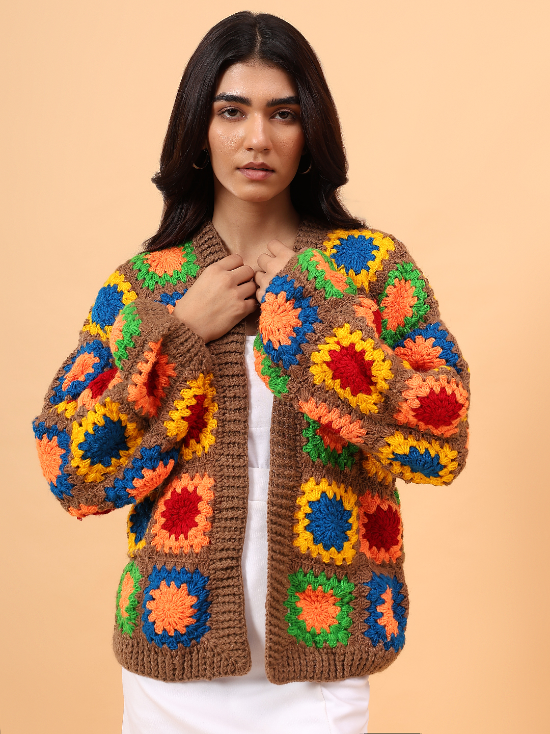 Colorful Granny Square Cardigan - Multicolor