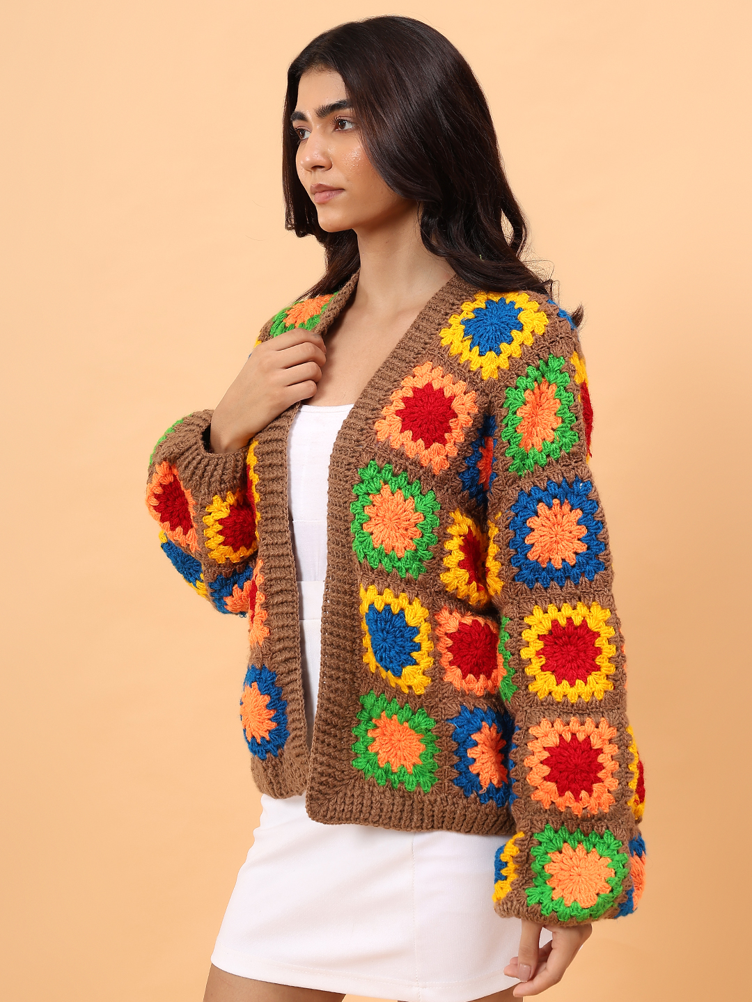 Colorful Granny Square Cardigan - Multicolor