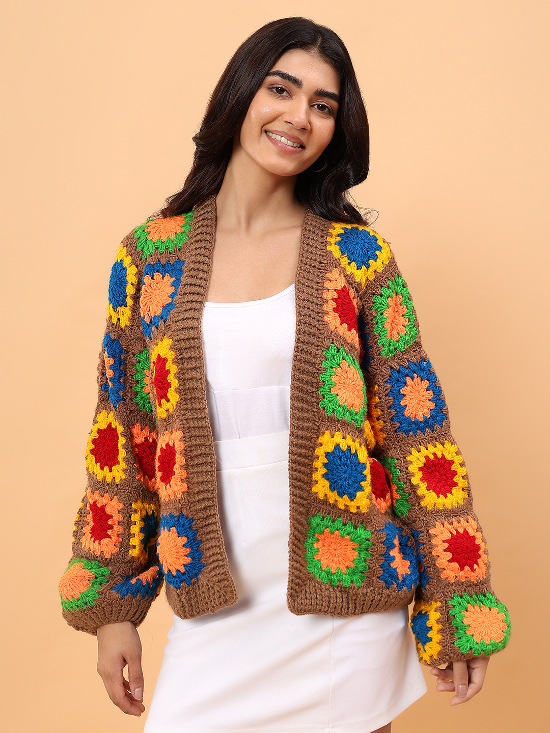 Colorful Granny Square Cardigan - Multicolor