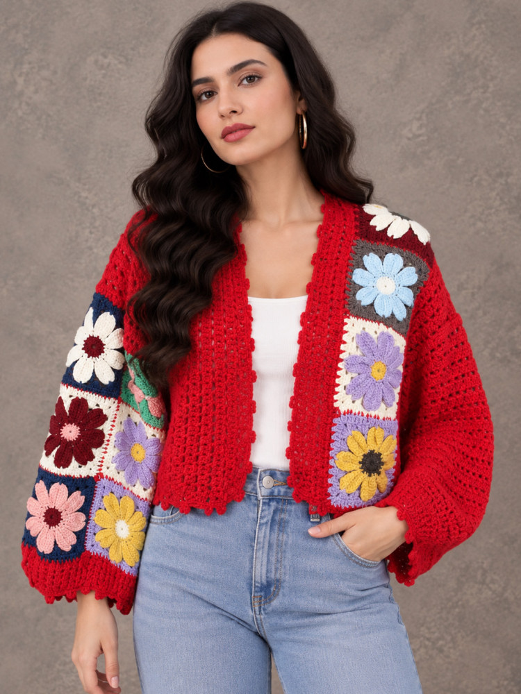 Image of Floral Crochet Sweater