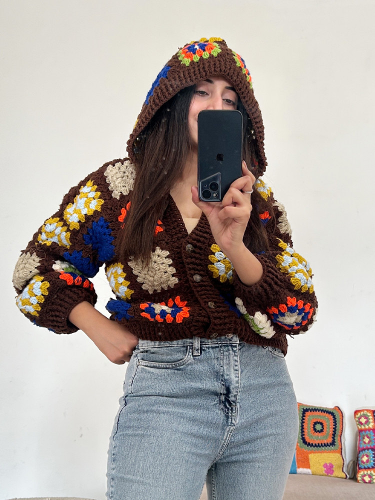 Image of Chunky Knit Hooded Cardigan