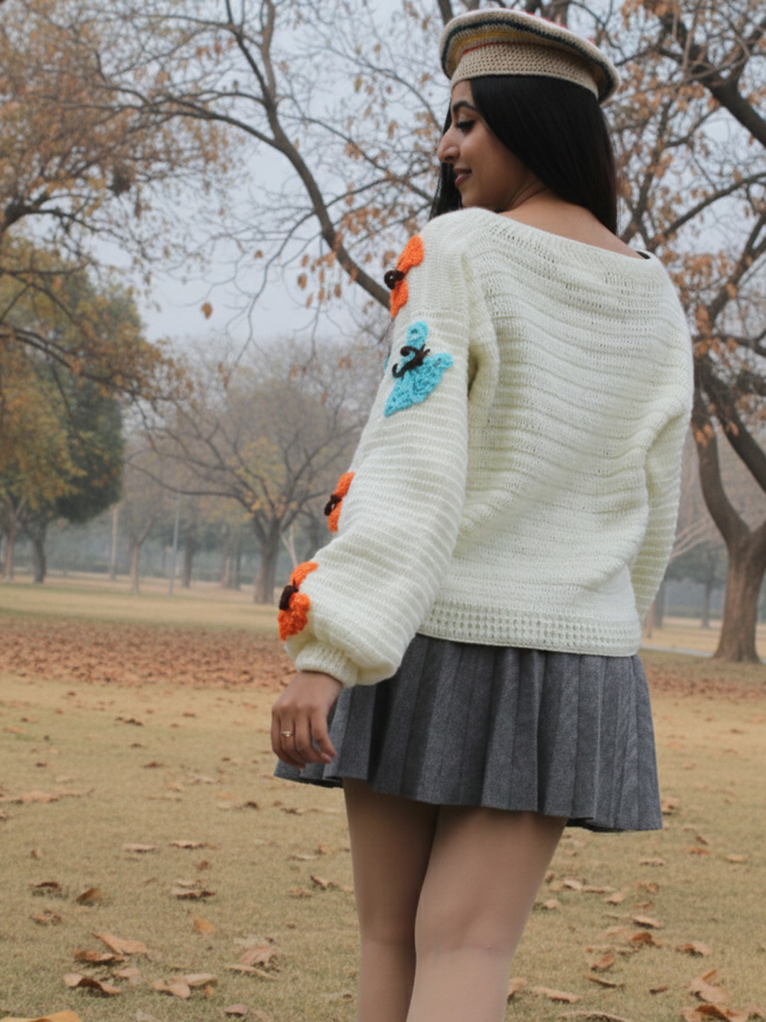 Velvery Butterfly Applique Cardigan - Cream