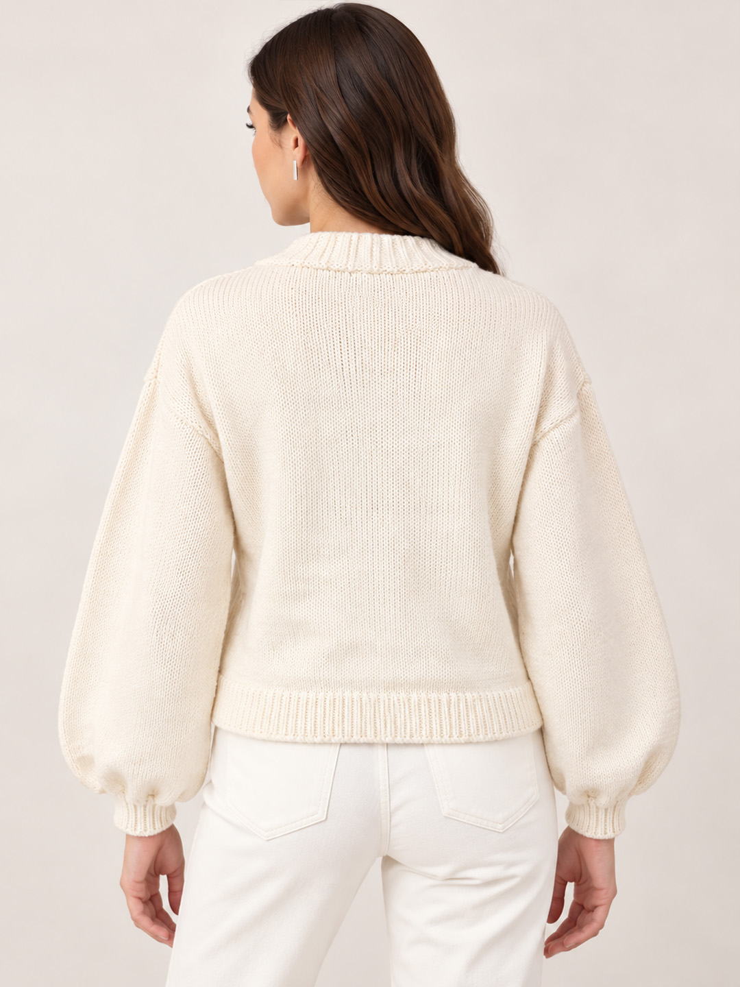 Velvery Floral Embroidered Cardigan - Cream