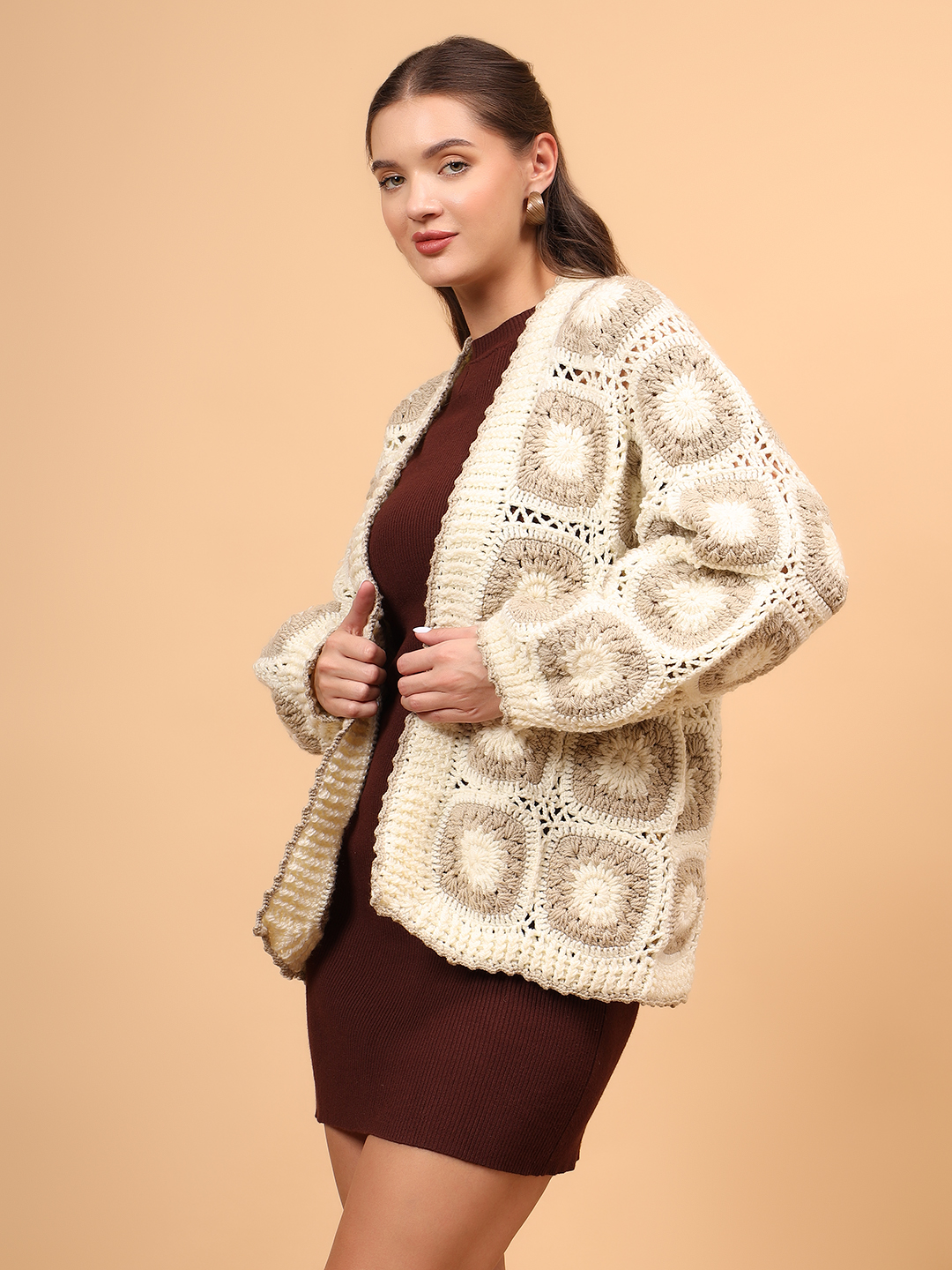 Velvery Granny Square Cardigan - Cream