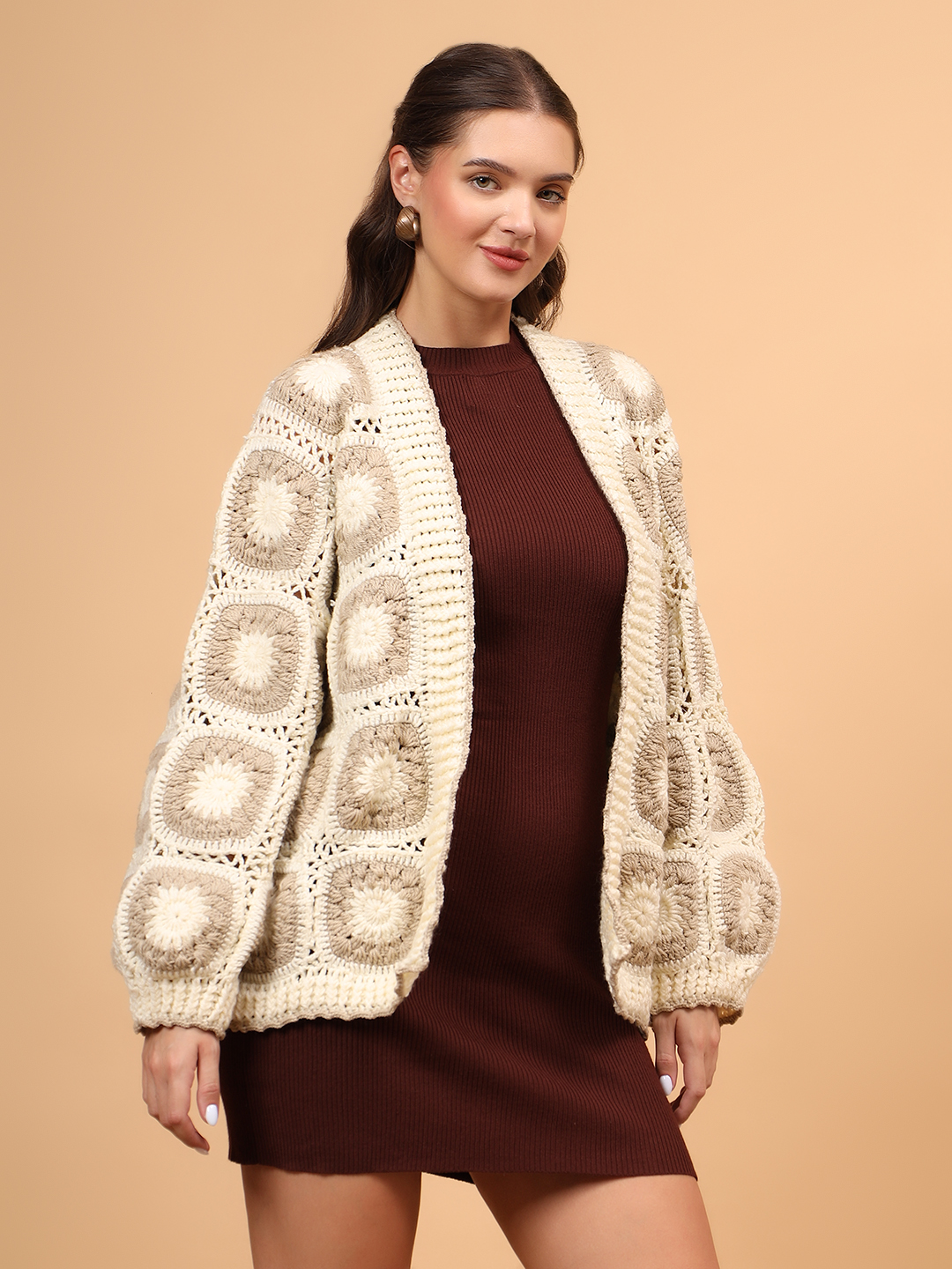Velvery Granny Square Cardigan - Cream