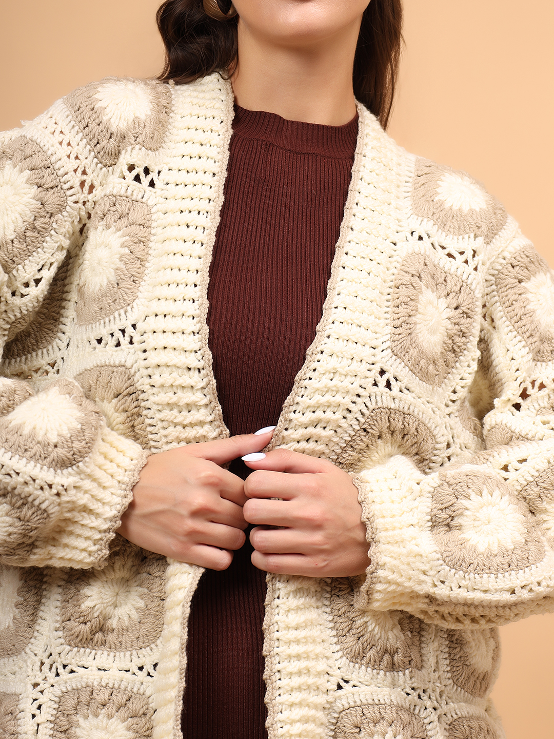 Velvery Granny Square Cardigan - Cream
