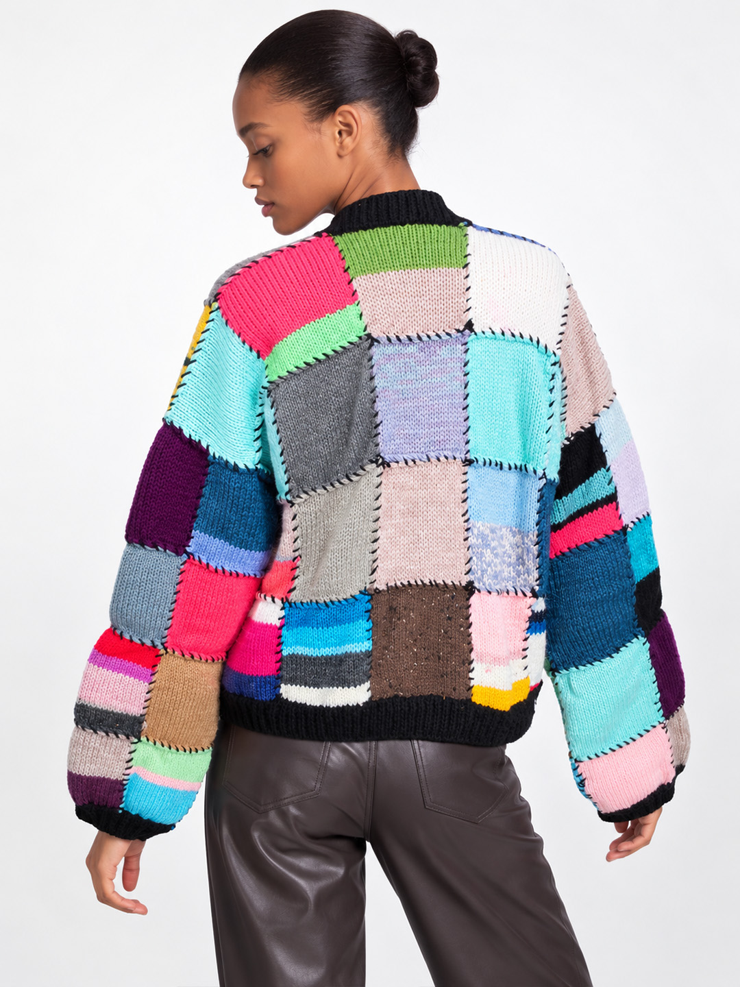 Velvery Knitted Patchwork Cardigan - Multicolor