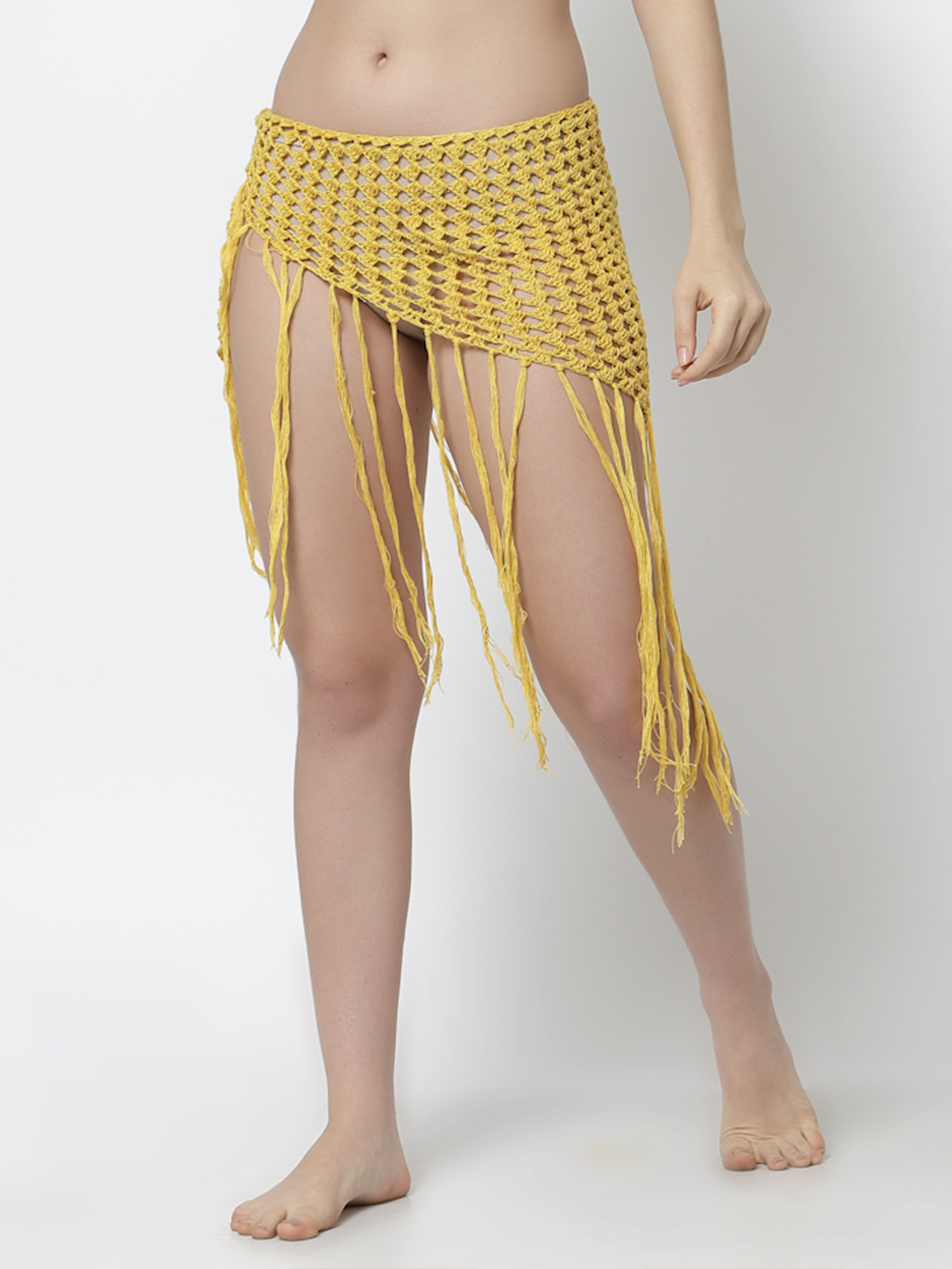 Velvery Crochet Tassel Detail Sarong for Women - Yellow