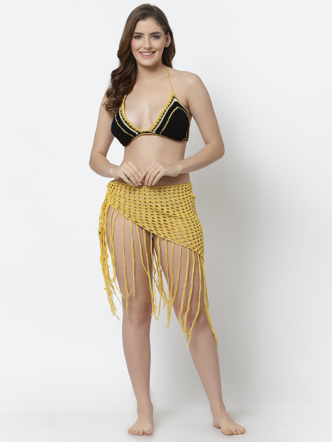 Velvery Crochet Tassel Detail Sarong for Women - Yellow