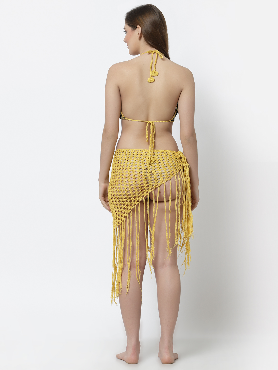 Velvery Crochet Tassel Detail Sarong for Women - Yellow