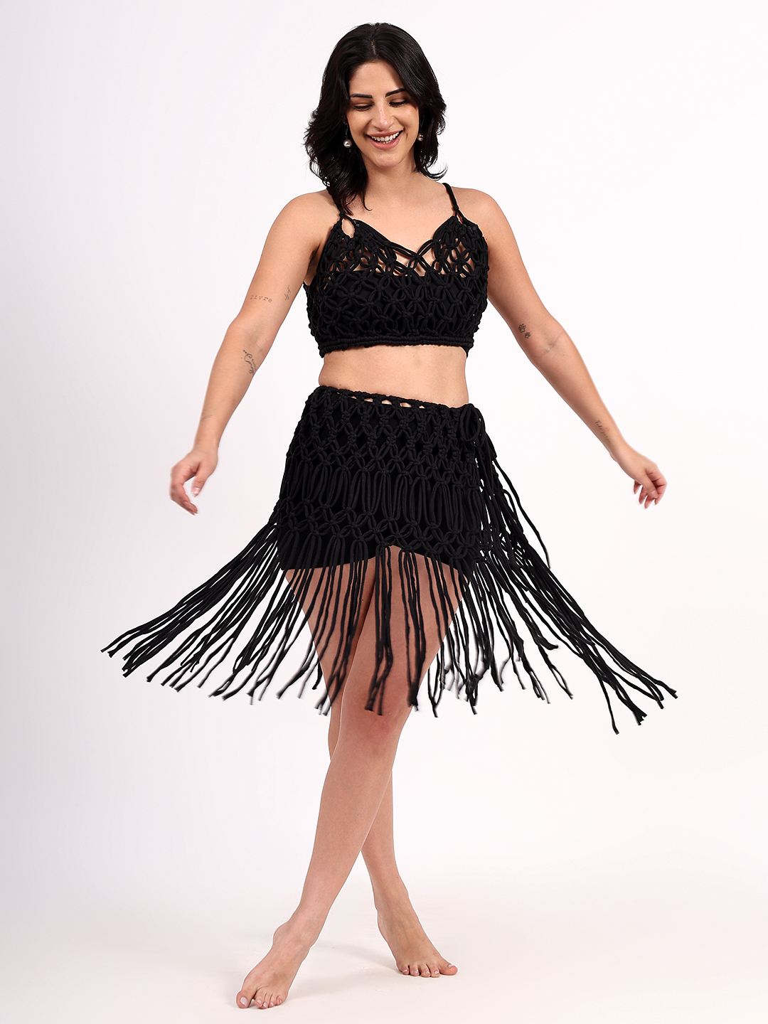 Artisanal Handmade Beachwear Sarong - Black