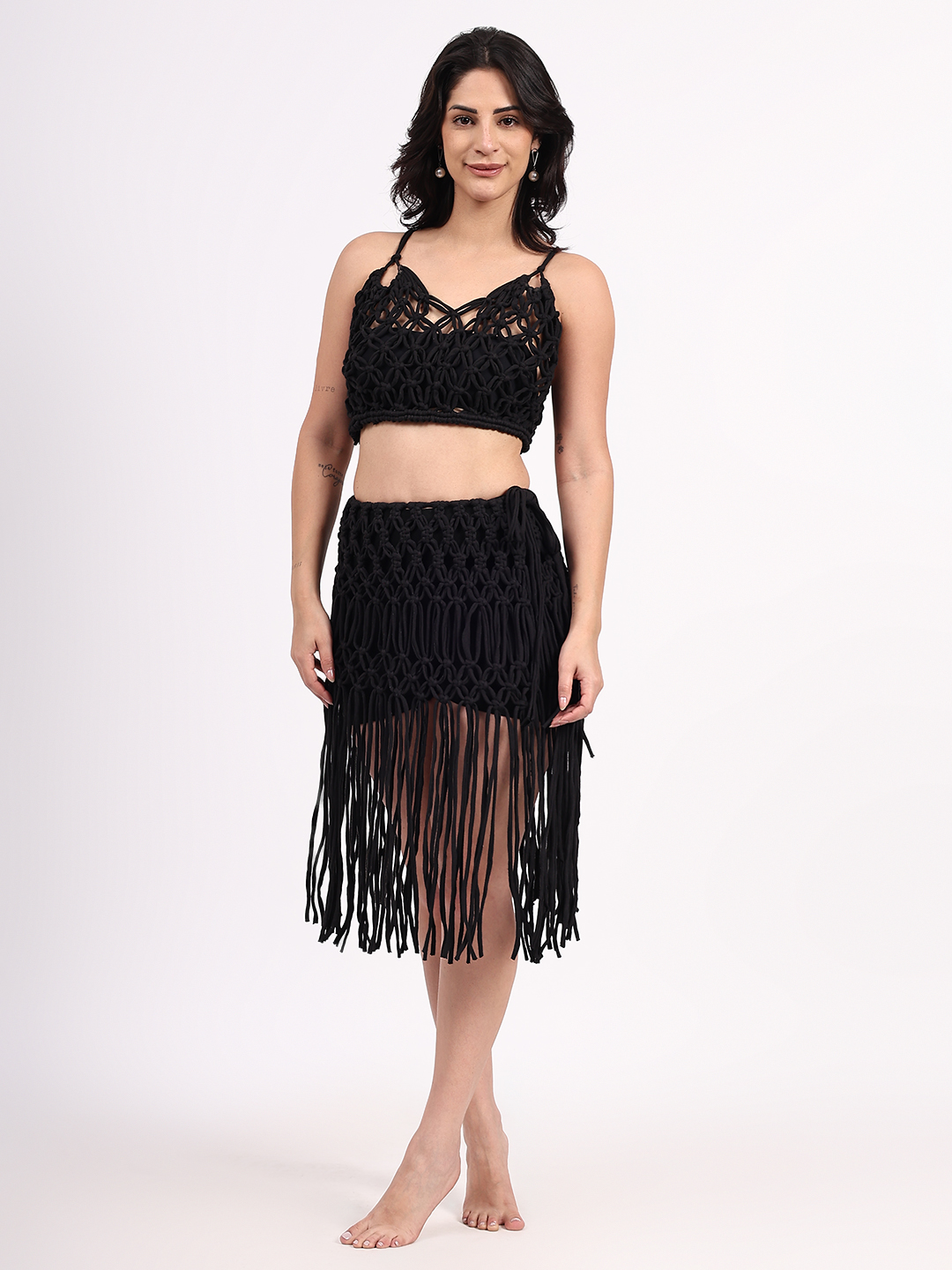 Artisanal Handmade Beachwear Sarong - Black