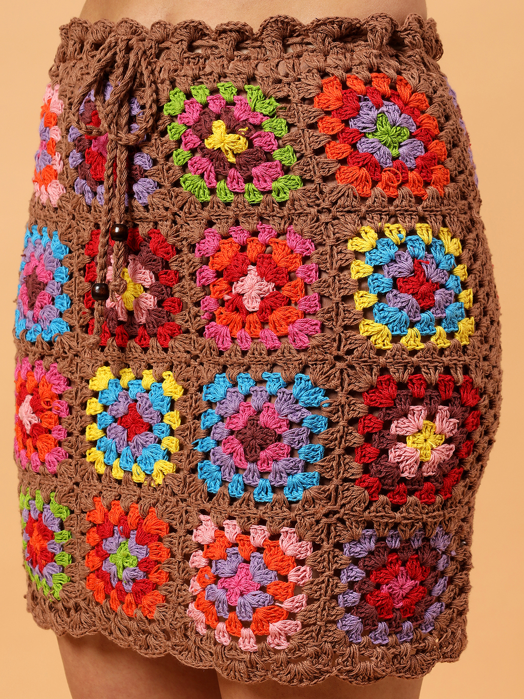 Crochet Beach Skirt  Brown