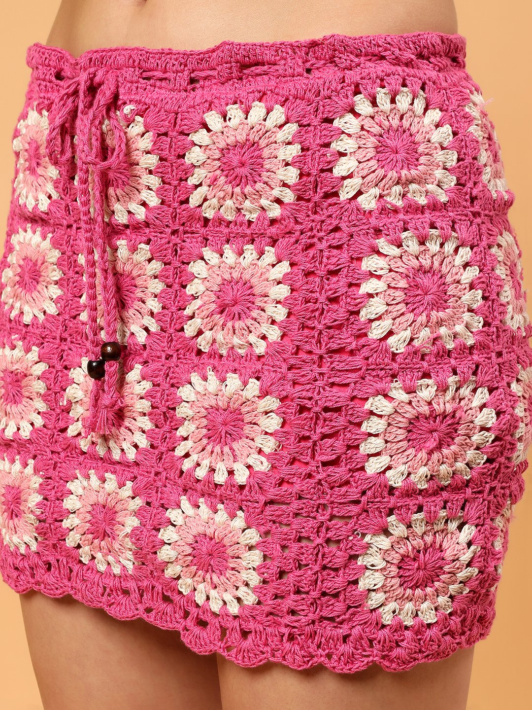 Velvery Crochet Summer Skirt  Pink