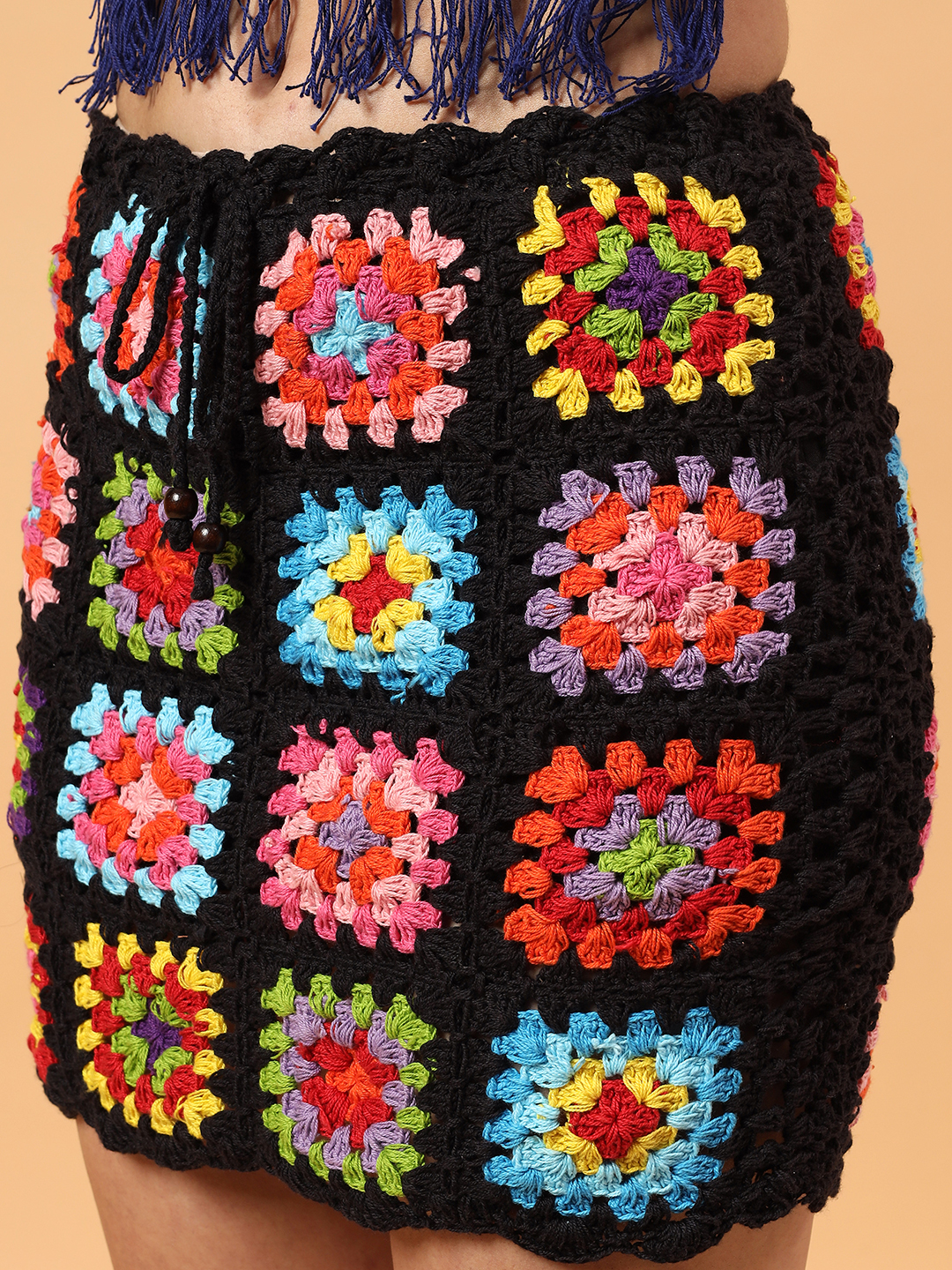 Boho Crochet Skirt  Black