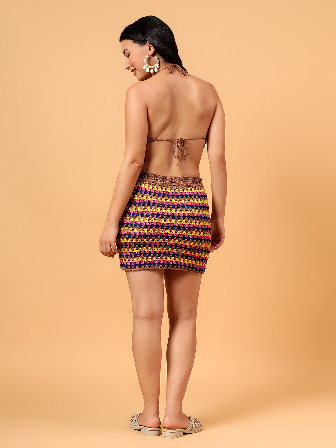 Velvery Crochet Cover Up Skirt  Multicolor