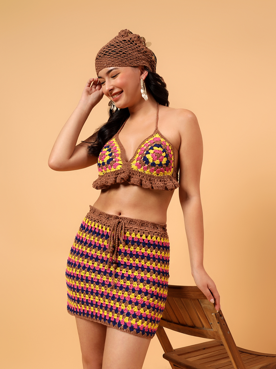 Velvery Crochet Cover Up Skirt - Multicolor