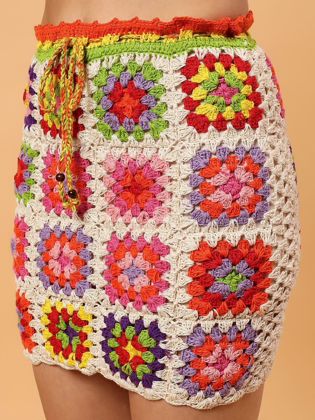 Handmade Crochet Lace Skirt  Multicolor